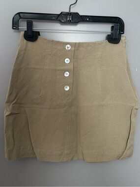 & Other Stories Beige Button-Front Mini Skirt